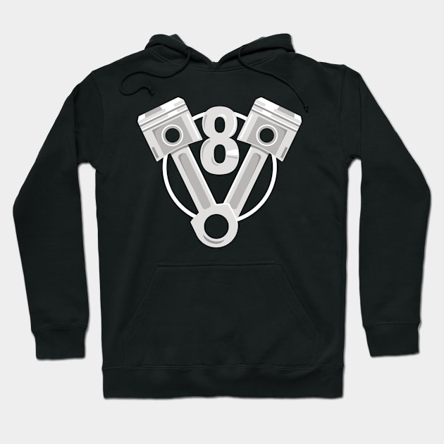 V8 Engine Design for Eight Cylinder Car Fans Hoodie by c1337s